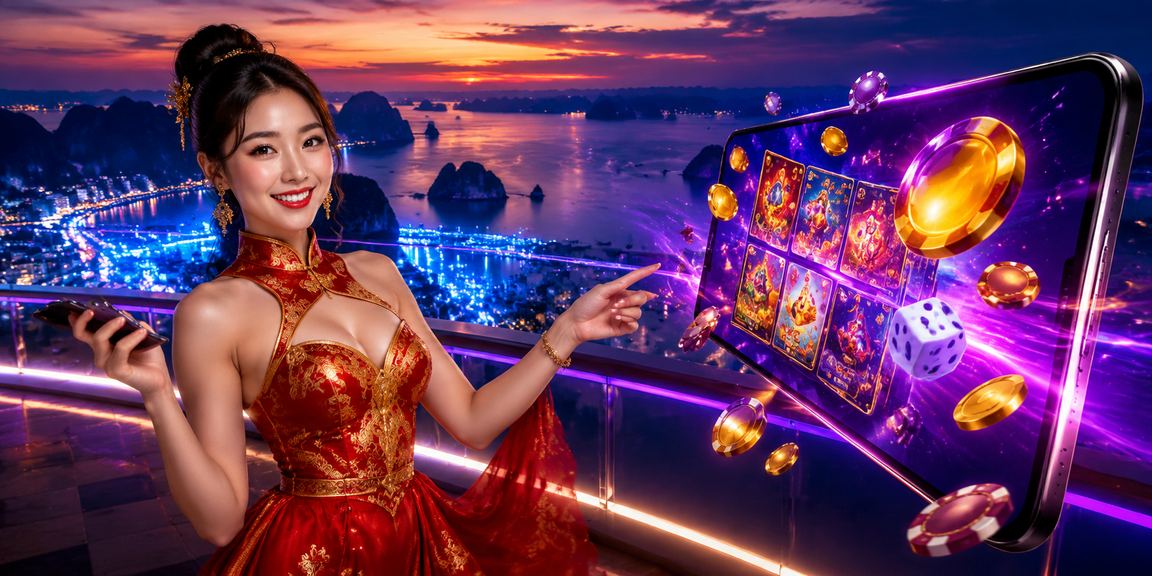 Vịnh Hạ Long về đêm minh họa trải nghiệm casino mobile phổ biến